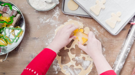 Step by step. Holiday season baking. Baking sugar cookies for Christmas.
