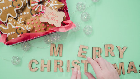 Packaging traditional home made gingerbread cookies as food gifts.