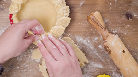 Step by step. Making pie crust from scratch to bake pumpkin pie.