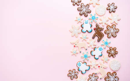 Christmas cookies decorated with royal icing.の写真素材