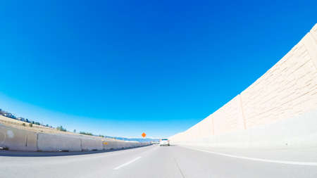 Driving West on highway 470 in the Winter.の写真素材