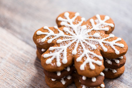 Christmas cookies decorated with royal icing.