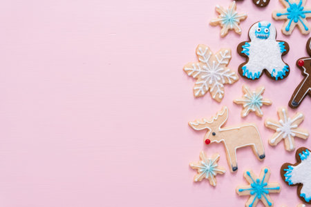 Christmas cookies decorated with royal icing.