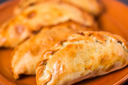 Homemade large empanadas with different staffings.