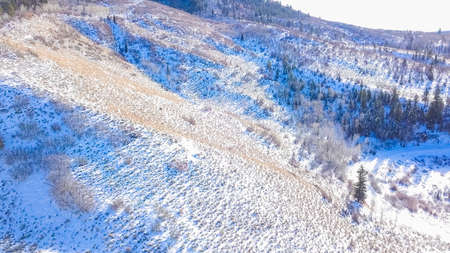 Aerial view of mountains in the Winter.の写真素材