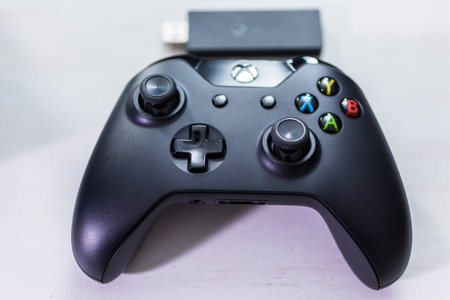 Denver, Colorado, USA-January 20, 2019 - Oculus Rift - touch virtual reality system on a white...
