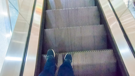 Escalators in one of the terminals at Denver International Airport.の写真素材