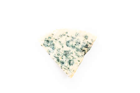 Large slice of blue cheese on a white background.の写真素材