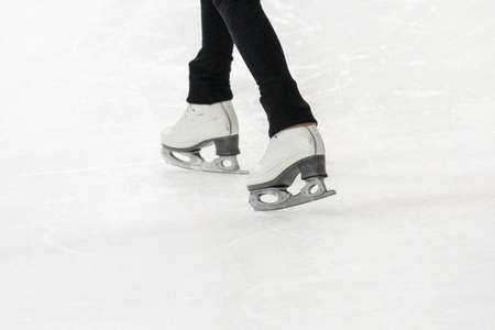 View of figure skater feet at the figure skating practice.の写真素材