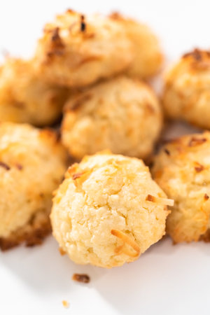 Homemade coconut cookies with coconut flakes.の写真素材