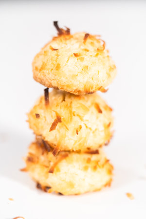 Homemade coconut cookies with coconut flakes.の写真素材