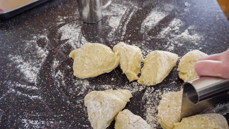 Step by step. Baking sourdough bread in residential kitchen.