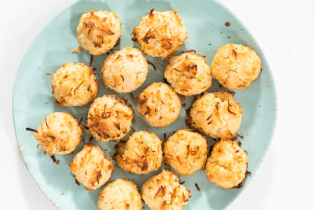 Homemade coconut cookies with coconut flakes.の写真素材