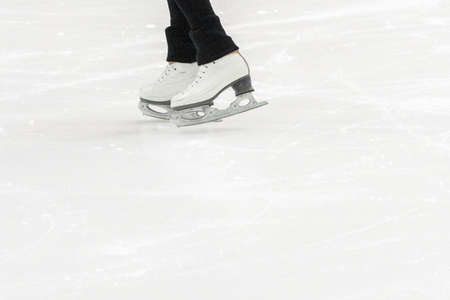 View of figure skater feet at the figure skating practice.の写真素材
