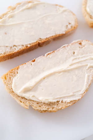 Prepare provolone and apple grilled cheese sandwich.の写真素材