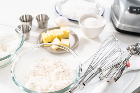 Ingredient to bake coconut cookies on the kitchen counter.