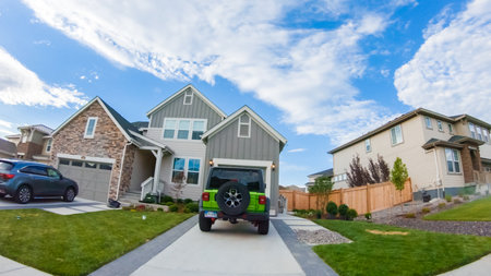 Denver, Colorado, USA-July 19, 2020 - View of the typical suburban neighborhood on a summer morning.のeditorial素材