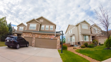 Denver, Colorado, USA-July 19, 2020 - View of the typical suburban neighborhood on a summer morning.のeditorial素材