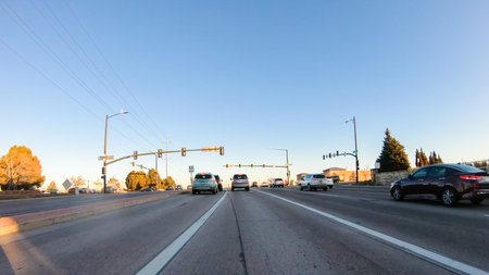Denver, Colorado, USA-January 15, 2020 - Driving on typical paved roads in suburban America.のeditorial素材