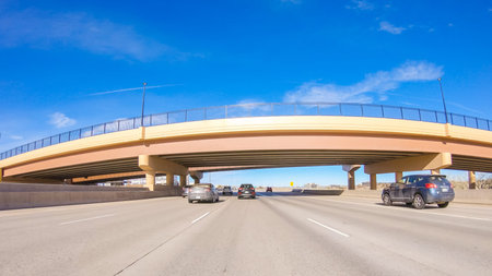 Denver, Colorado, USA-January 12, 2020 - Driving on an interstate highway in suburban America.