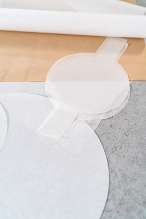 Variety of parchment papers on the kitchen counter.の写真素材