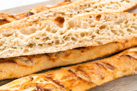 Freshly baked small French baguette bread.