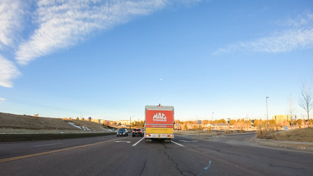 Denver, Colorado, USA-January 13, 2020 - Driving on typical paved roads in suburban America.のeditorial素材