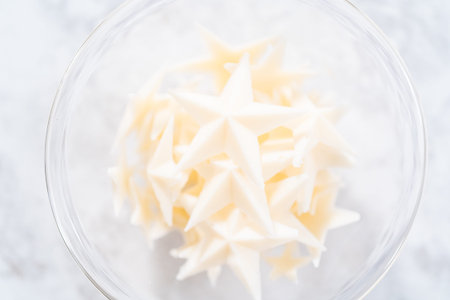 Homemade color chocolate stars that are made from color chocolate molds.