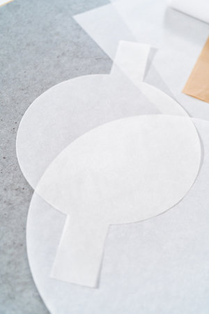 Variety of parchment papers on the kitchen counter.の写真素材