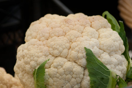 Close up of white cauliflower.の写真素材