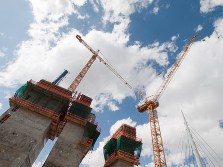 Construction of the tall office building in Denver, Colorado.の写真素材