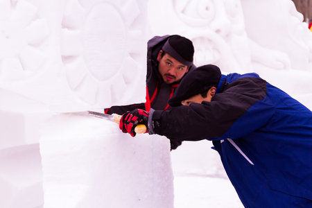 Breckenridge, Colorado-January 26, 2013: 2013 Budweiser International Snow Sculpture Championships in Breckenridge, Colorado.のeditorial素材