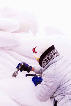 Breckenridge, Colorado-January 26, 2013: 2013 Budweiser International Snow Sculpture Championships in Breckenridge, Colorado.のeditorial素材