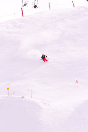 Skiing at Howelsen Hill in Steamboat Springs, Colorado.のeditorial素材