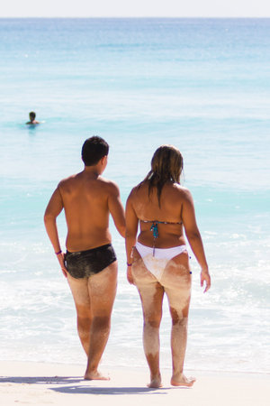 Vacationing on the beach of the Caribbean Sea.の写真素材