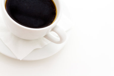 Black coffee in white on a white background.の写真素材