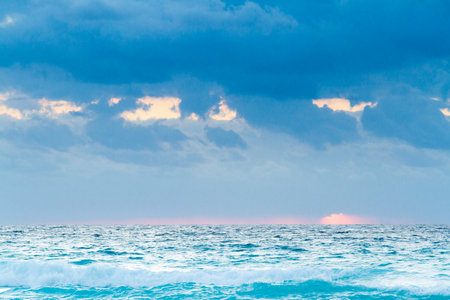 Sunrise over the beach on Caribbean Sea.の写真素材