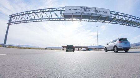 On a road trip to California, driving through the checkpoint on Highway 15 marks the transition into...