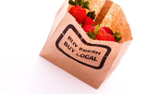 Fresh strawberries from the local farmers market.の写真素材