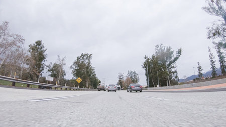 Los Angeles, California, USA-December 4, 2022-POV-Cruising on Californias HWY 134 near Pasadena amid...