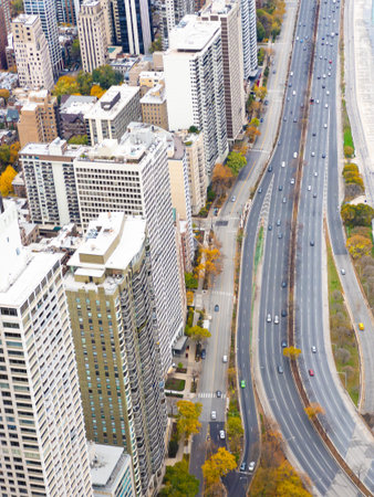 Chicago, Illinois, USA-november 7, 2023-A breathtaking winter panorama of downtown Chicago as seen...