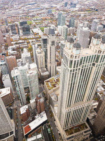 Chicago, Illinois, USA-november 7, 2023-A breathtaking winter panorama of downtown Chicago as seen...