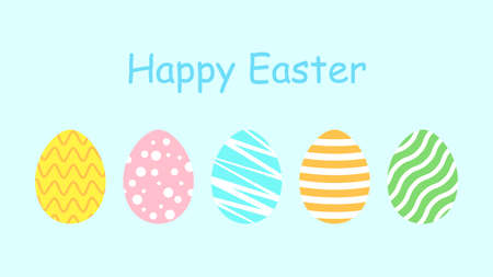 Happy Easter. Collection of Easter eggs with different geometric shape on isolated background. Vector icons.のイラスト素材