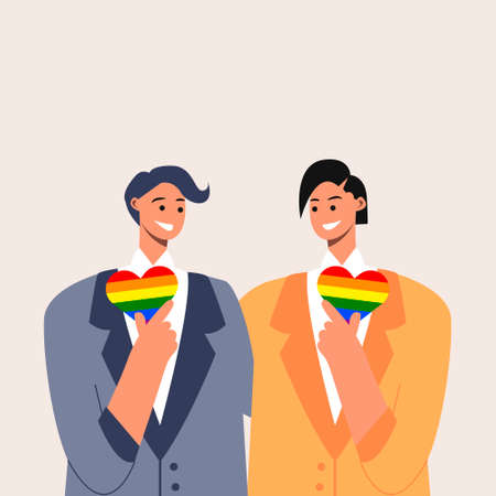 Happy gay couple hug in wedding suit. Two grooms. LGBTQ wedding. Same-sex couple. Vector template for greeting card, invitation card, poster, flyer.のイラスト素材