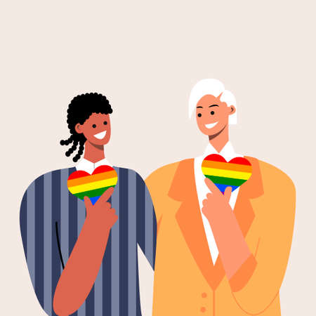 Happy gay couple hug in wedding suit. LGBTQ wedding. Interracial same-sex couple. Vector template for greeting card, invitation card, poster, flyer.のイラスト素材