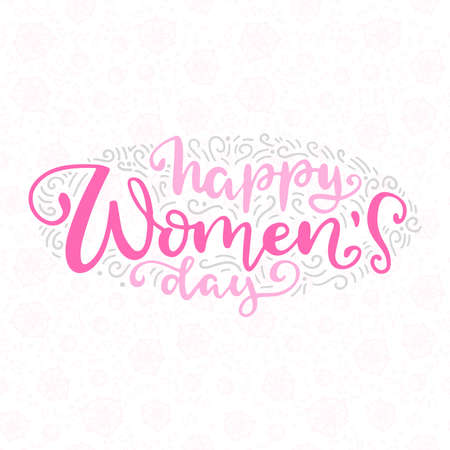 Happy womens day. Text card invitation, template. Festivity background. Lettering typography poster. Banner on textured background.のイラスト素材