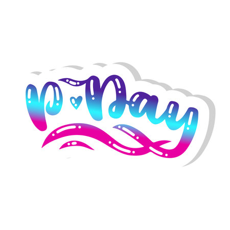 Hand written World party day. Ink hand lettering. Modern brush calligraphy. Isolated on white background. Can use for postcard, t-shirt, poster. p-dayのイラスト素材