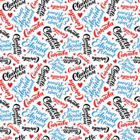 Pattern with lettering of Canada, Charlottetown, Prince Edward Island. Background for tourist information signs, travel guides, tourist signs, cards, souvenirのイラスト素材