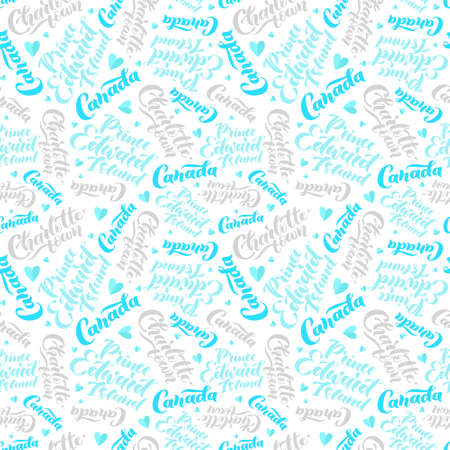Pattern with lettering of Canada, Charlottetown, Prince Edward Island. Background for tourist information signs, travel guides, tourist signs, cards, souvenirのイラスト素材
