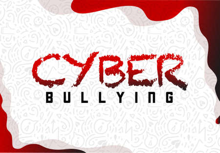 Handdrawn quote Cyber Bullying background with red and grey elementsのイラスト素材